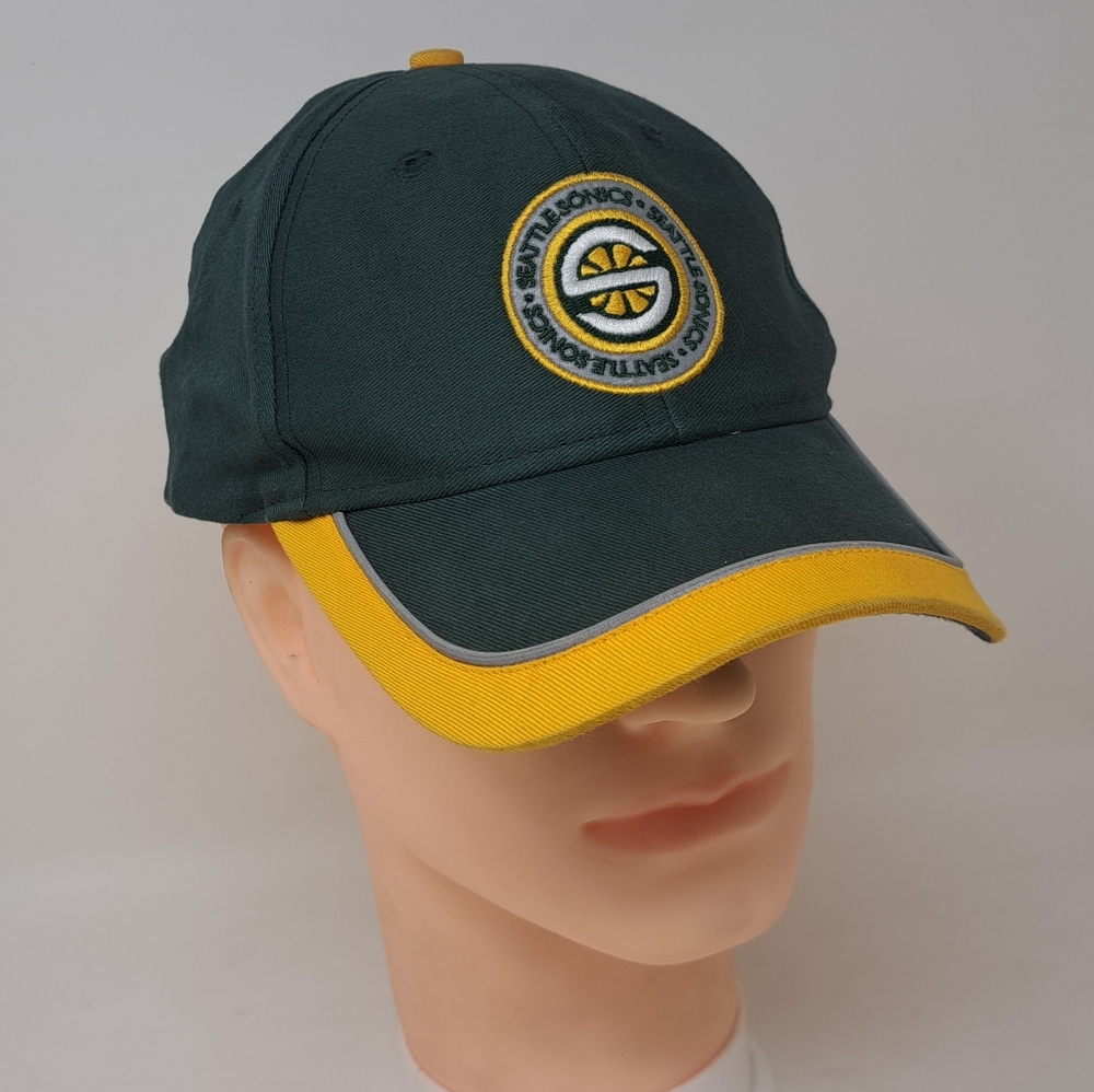 Vintage Y2K 90s Reebok Seattle Supersonic Hat Baseball Cap NBA Basketball One Sz